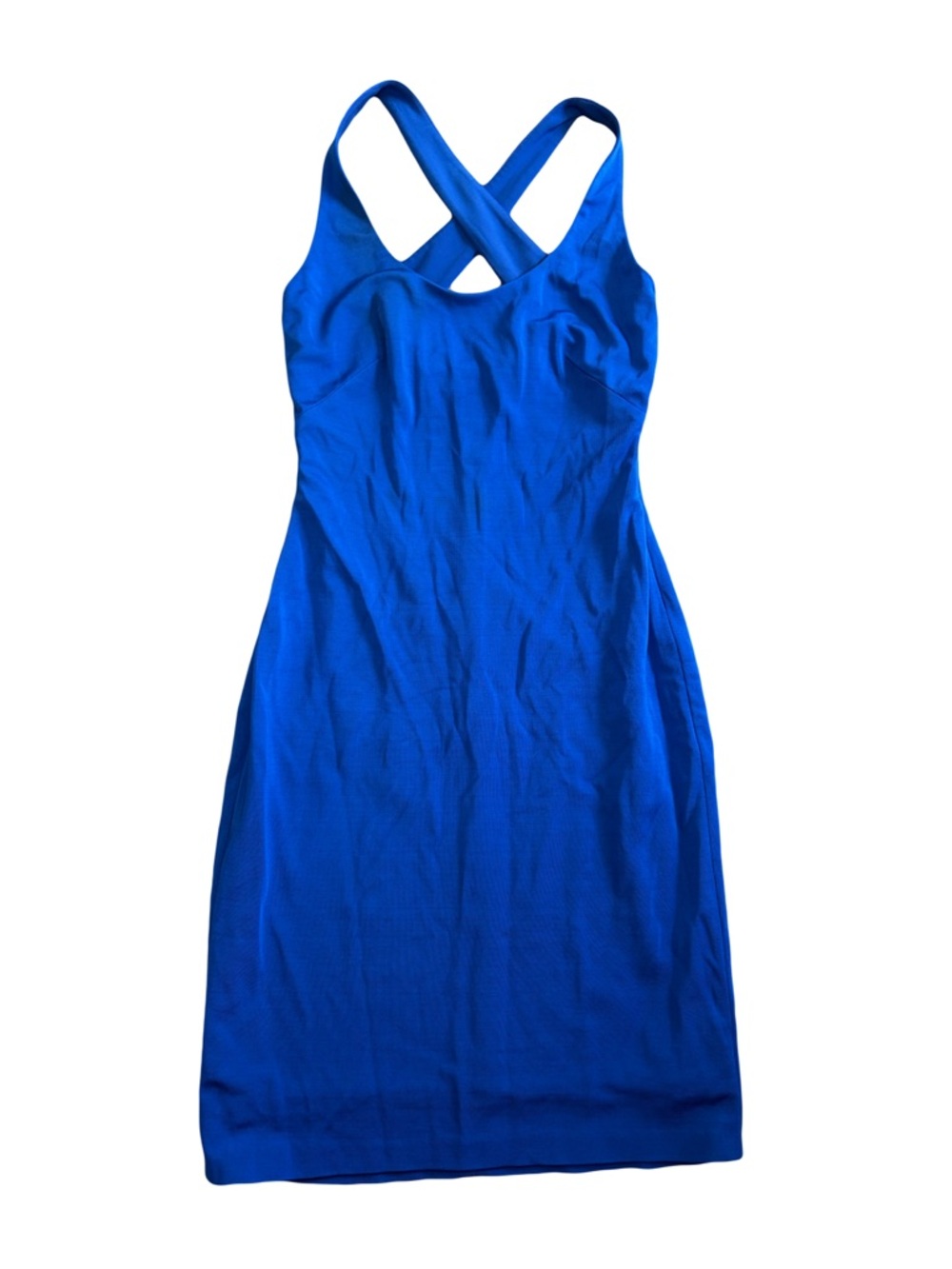 Lauren Ralph Lauren Cobalt Blue Cross-Back Knit Viscose Blend Dress Stretch Sz 0